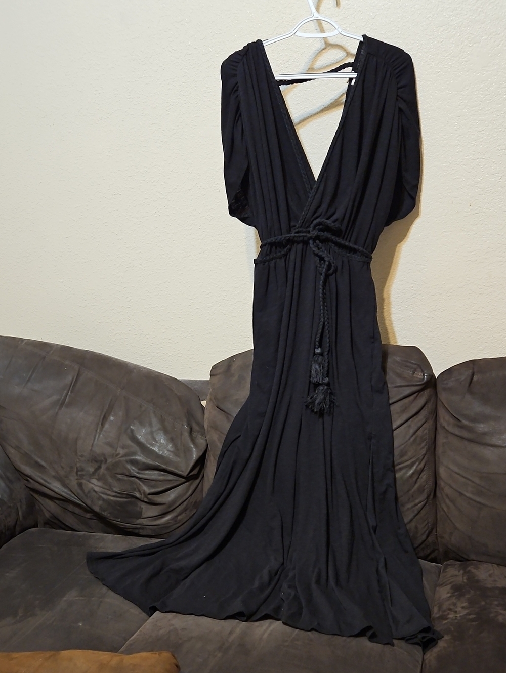 torrid Black V‑Neck Tassel Wrap Maxi Dress
